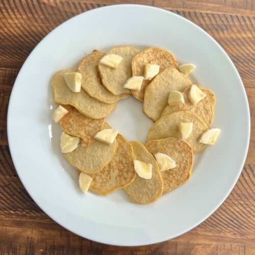 3 Ingredient Baby Banana Pancakes for Self Feeding Pinecones & Pacifiers