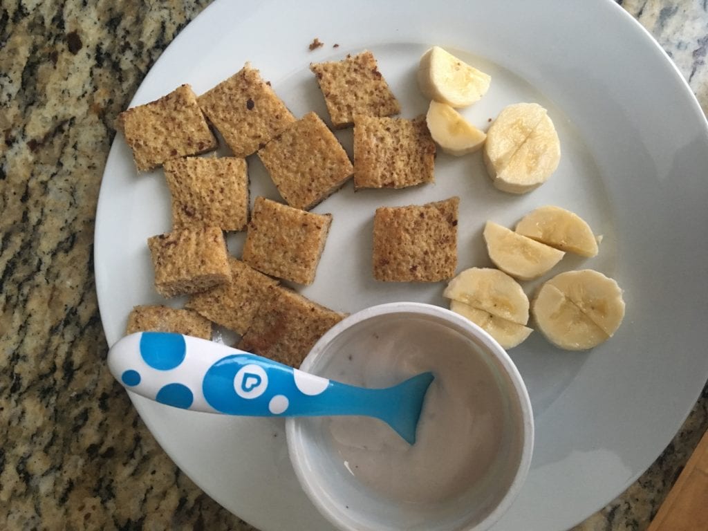Easy Toddler Meal Idea - Cinnamon french toast w/ bananas and yogurt