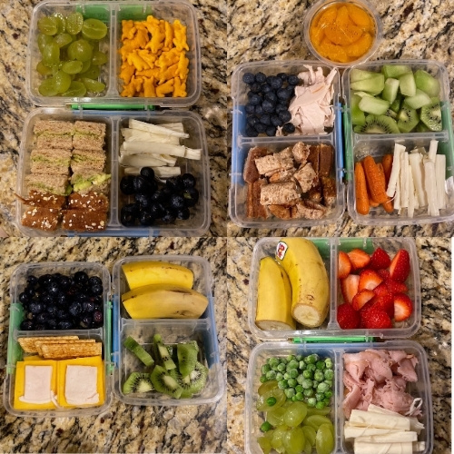 Self-Feeding 12-16 Months: avocado sandwich, pb&j, crackers and cheese, lunch meat