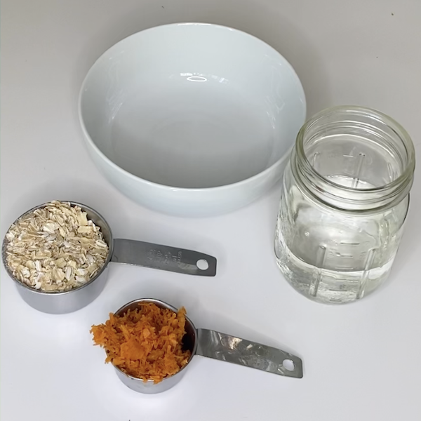 Carrot cake oatmeal ingredients on counter.