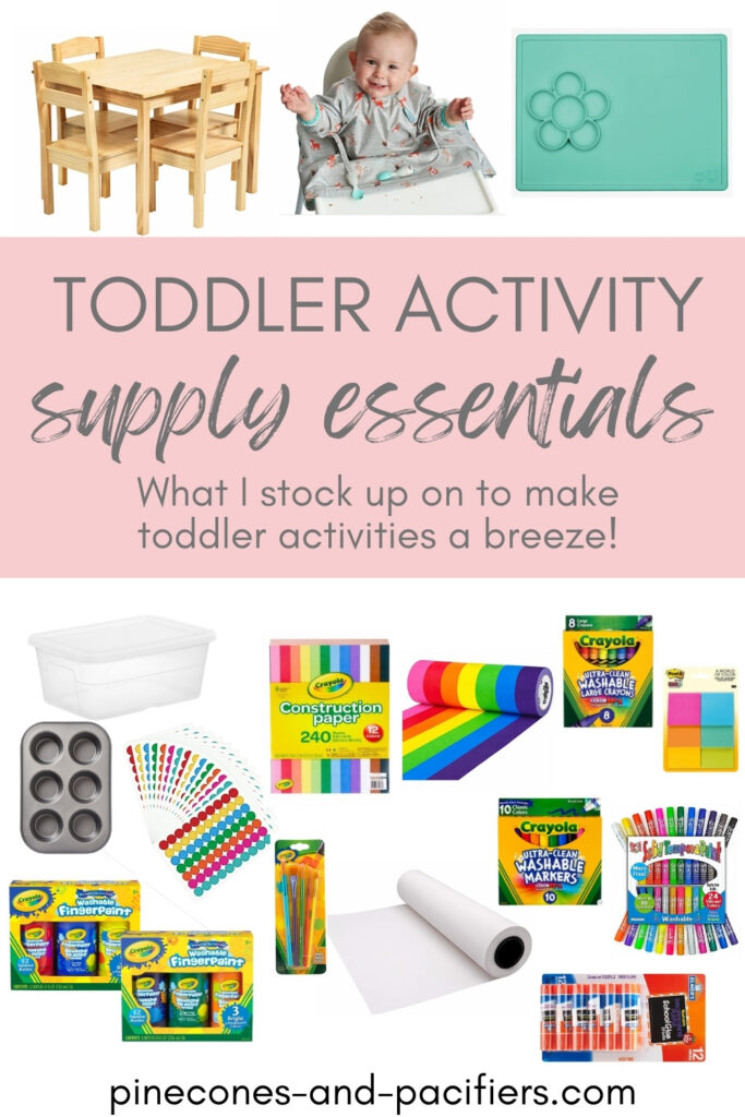 Graphic with toddler activity supply essentials