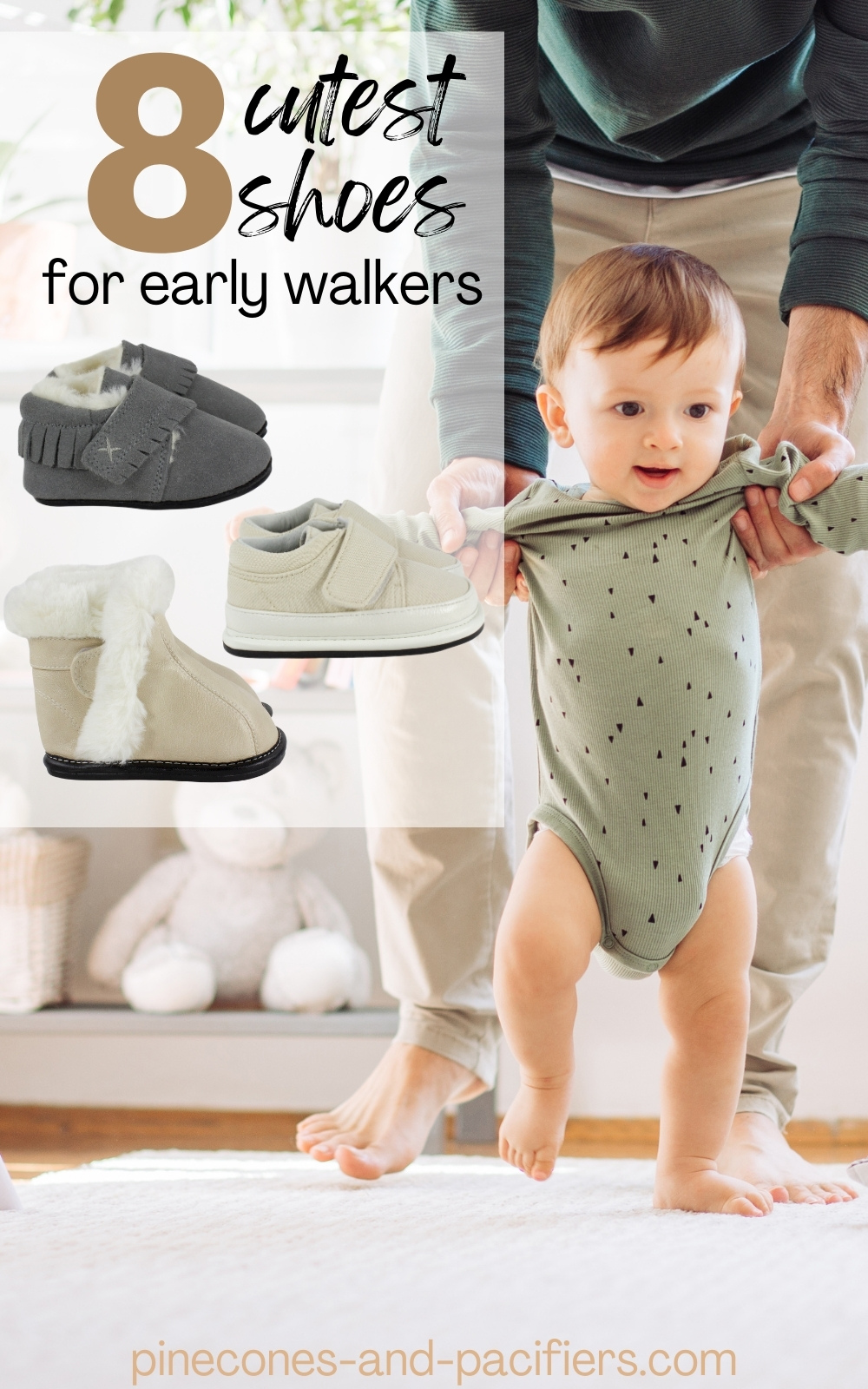 Cute Baby Shoes for Early Walkers Pinecones & Pacifiers