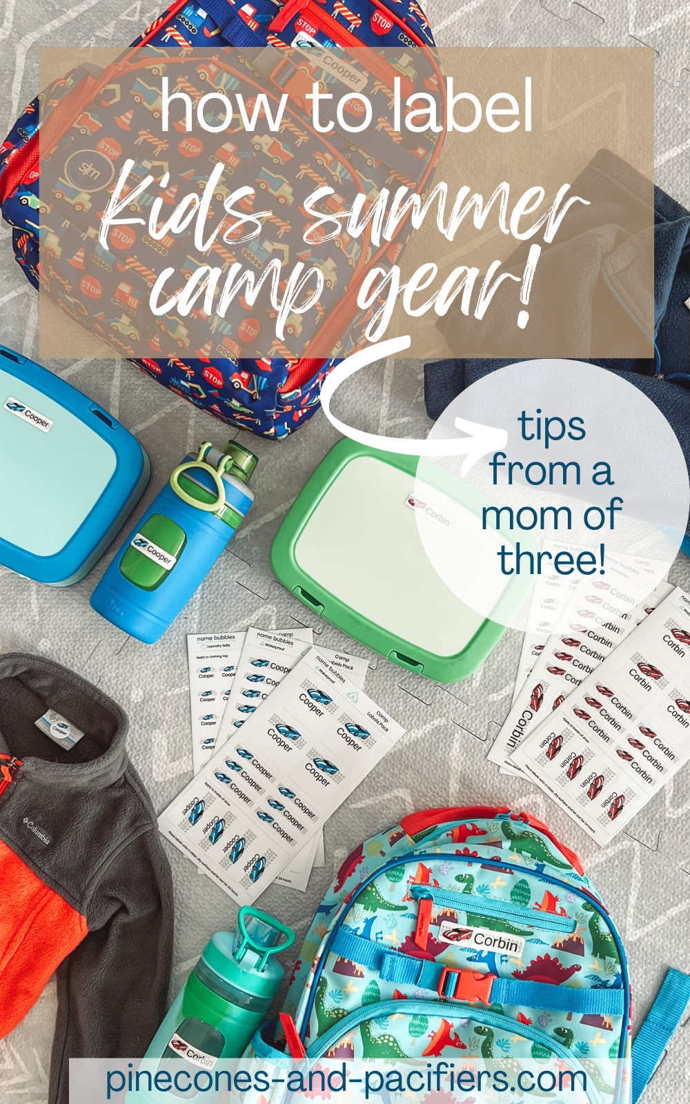 How to Label Kids Gear for Summer Camp Pinecones & Pacifiers