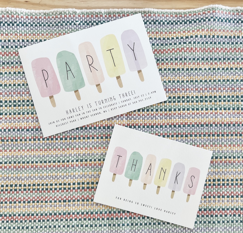 Minted one year old birthday invites and thank you notes (popsicles)