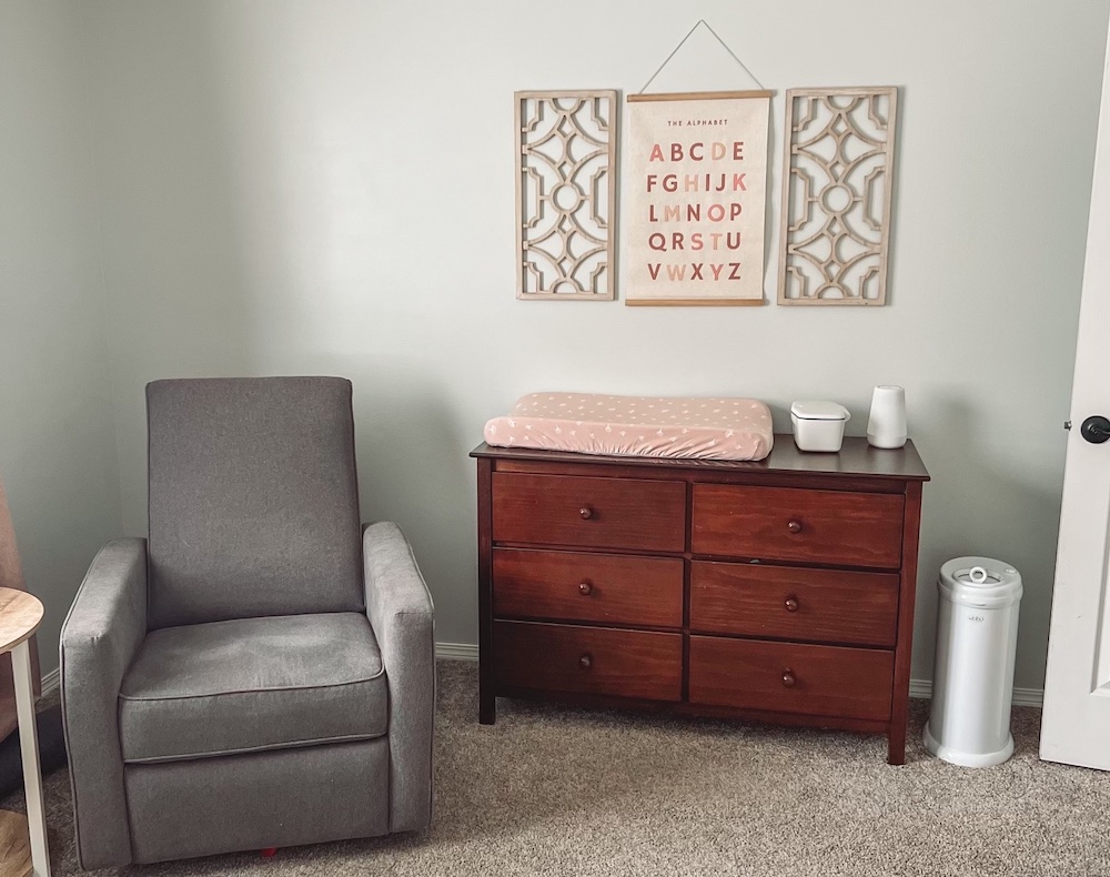 Baby nursery must haves for your registry: chair, changing station, diaper pail