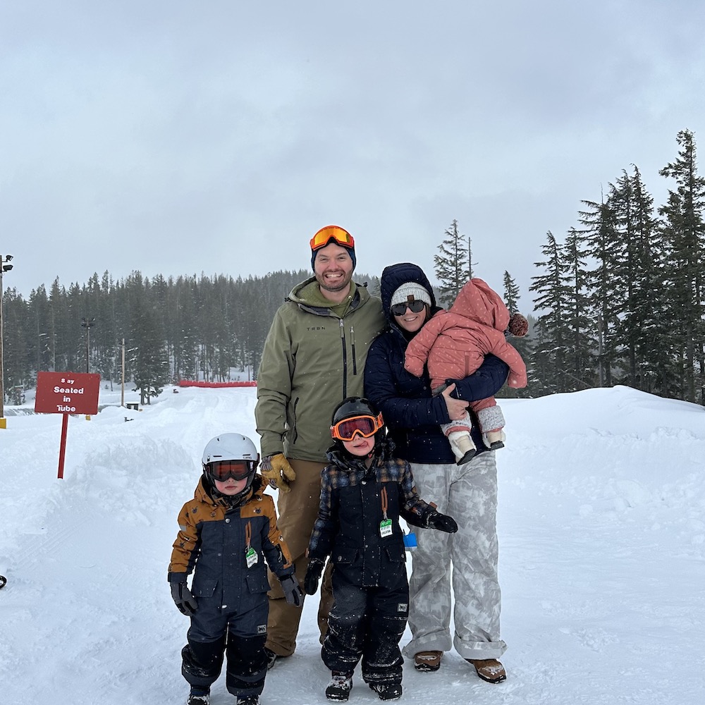Family at silver mountain resort in winter