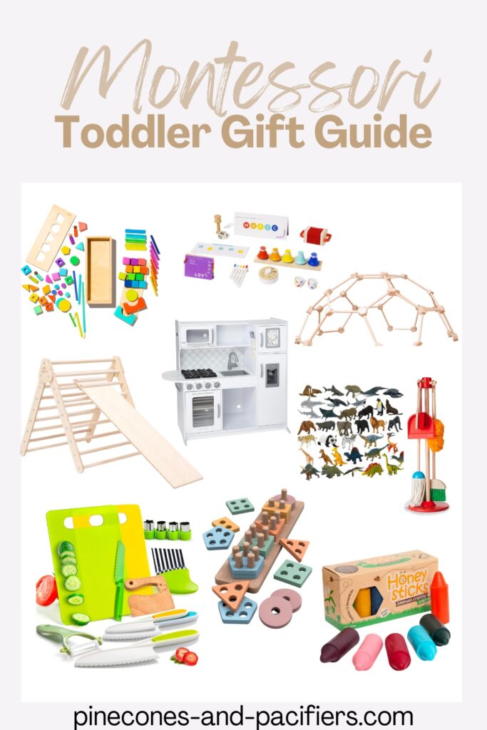 Montessori toddler gift guide graphic