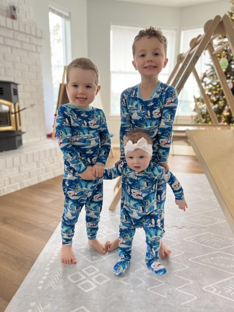 Toddlers in Christmas Pjs