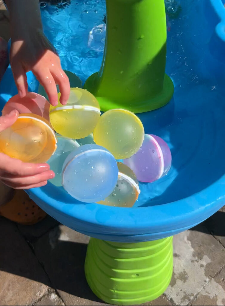 reusable water balloons in the water table